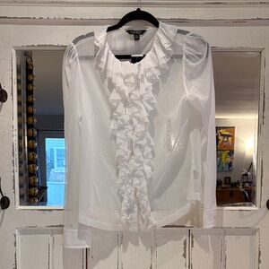 Ralph Lauren White Ruffle Blouse